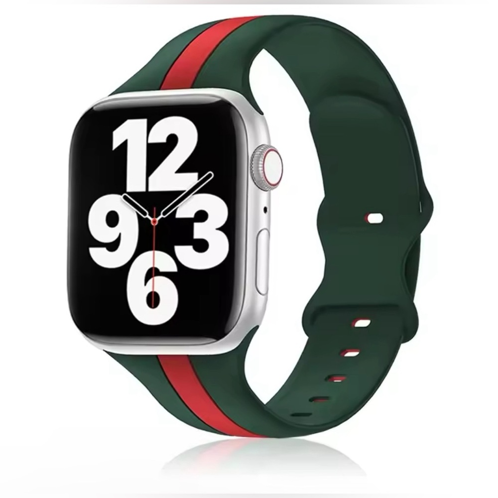 New Band for Apple Watch, Silicone Fits 42/44/45/49mm color Green/red